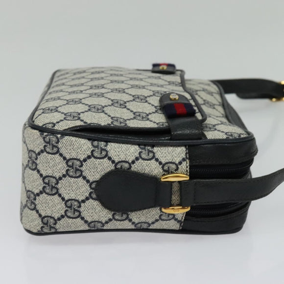 GUCCI GG Supreme Sherry Line Shoulder Bag PVC Navy Gold 904 02 049 Auth 139268