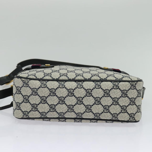 GUCCI GG Supreme Sherry Line Shoulder Bag PVC Navy Gold 904 02 049 Auth 139268