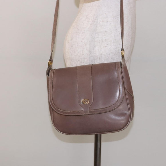 GUCCI Shoulder Bag Leather Beige Gold 001 115 4425 Auth 139269