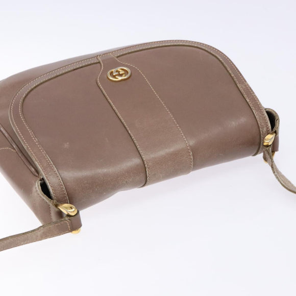 GUCCI Shoulder Bag Leather Beige Gold 001 115 4425 Auth 139269