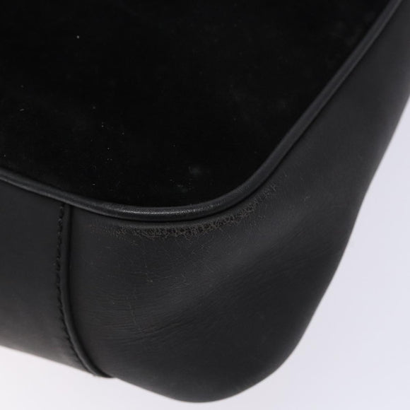 GUCCI Bamboo Shoulder Bag Suede 2way Black Gold 001 3754 1638 Auth 139273