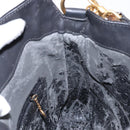 GUCCI Bamboo Shoulder Bag Suede 2way Black Gold 001 3754 1638 Auth 139273-18