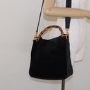 GUCCI Bamboo Shoulder Bag Suede 2way Black Gold 001 3754 1638 Auth 139273-22