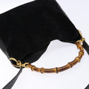 GUCCI Bamboo Shoulder Bag Suede 2way Black Gold 001 3754 1638 Auth 139273-6