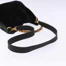 GUCCI Bamboo Shoulder Bag Suede 2way Black Gold 001 3754 1638 Auth 139273-9