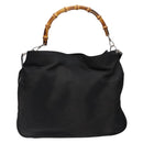 GUCCI Bamboo Shoulder Bag Canvas 2way Black Silver 001 2123 1577 Auth 139274-2