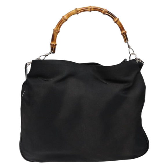 GUCCI Bamboo Shoulder Bag Canvas 2way Black Silver 001 2123 1577 Auth 139274