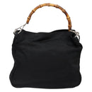 GUCCI Bamboo Shoulder Bag Canvas 2way Black Silver 001 2123 1577 Auth 139274-3