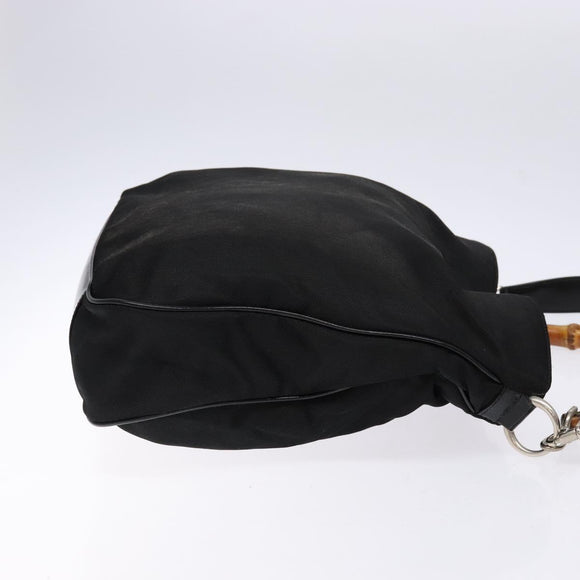 GUCCI Bamboo Shoulder Bag Canvas 2way Black Silver 001 2123 1577 Auth 139274