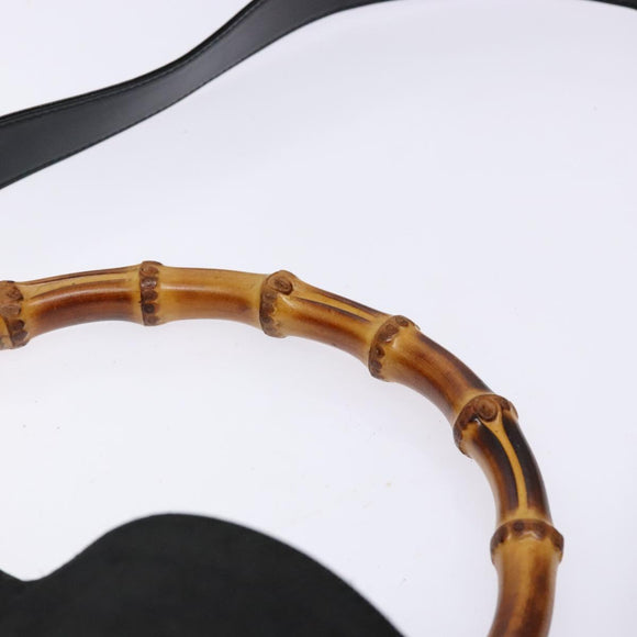 GUCCI Bamboo Shoulder Bag Canvas 2way Black Silver 001 2123 1577 Auth 139274