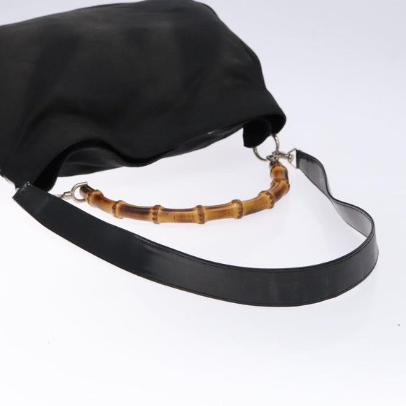 GUCCI Bamboo Shoulder Bag Canvas 2way Black Silver 001 2123 1577 Auth 139274
