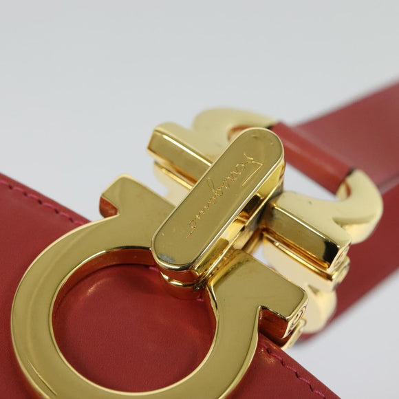 Salvatore Ferragamo Gancini Shoulder Bag Leather Pink Gold Auth 139275