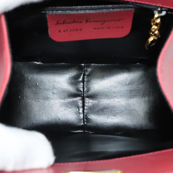 Salvatore Ferragamo Gancini Shoulder Bag Leather Pink Gold Auth 139275