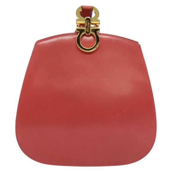 Salvatore Ferragamo Gancini Shoulder Bag Leather Pink Gold Auth 139275