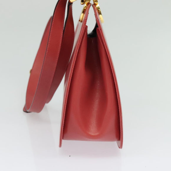 Salvatore Ferragamo Gancini Shoulder Bag Leather Pink Gold Auth 139275