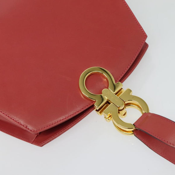 Salvatore Ferragamo Gancini Shoulder Bag Leather Pink Gold Auth 139275