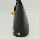Salvatore Ferragamo Hand Bag Leather Black Gold Auth 139277-4