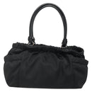 Salvatore Ferragamo Vala Hand Bag Nylon Black Silver Auth 139278-2
