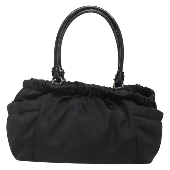 Salvatore Ferragamo Vala Hand Bag Nylon Black Silver Auth 139278