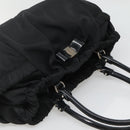 Salvatore Ferragamo Vala Hand Bag Nylon Black Silver Auth 139278-6