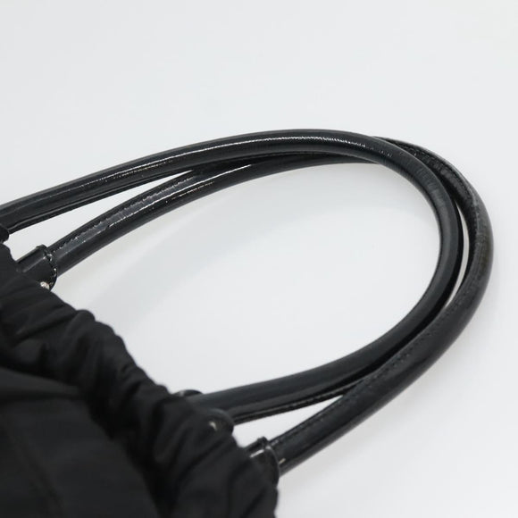 Salvatore Ferragamo Vala Hand Bag Nylon Black Silver Auth 139278