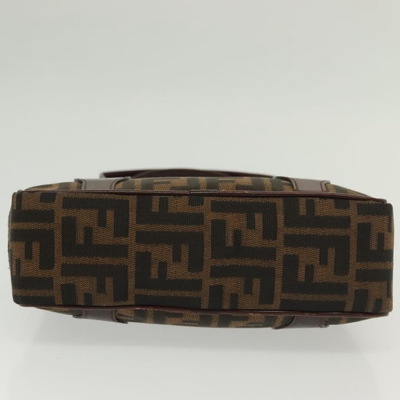 FENDI Zucca Canvas Hand Bag Black Brown Auth 139279