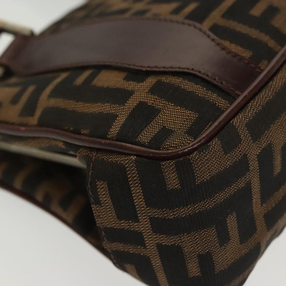 FENDI Zucca Canvas Hand Bag Black Brown Auth 139279