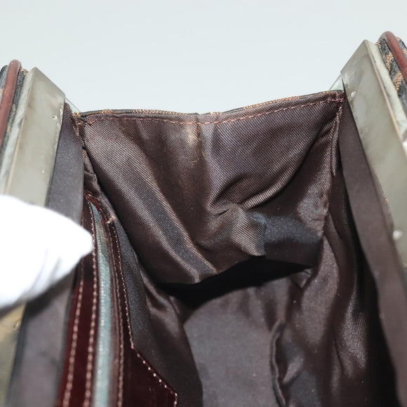 FENDI Zucca Canvas Hand Bag Black Brown Auth 139279