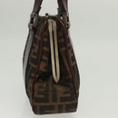 FENDI Zucca Canvas Hand Bag Black Brown Auth 139279-3