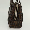 FENDI Zucca Canvas Hand Bag Black Brown Auth 139279-4