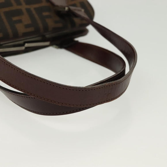FENDI Zucca Canvas Hand Bag Black Brown Auth 139279