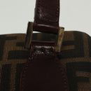 FENDI Zucca Canvas Hand Bag Black Brown Auth 139279-8