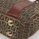 FENDI Zucchino Canvas Tote Bag Brown Gold Auth 139280-9