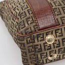 FENDI Zucchino Canvas Tote Bag Brown Gold Auth 139280-14