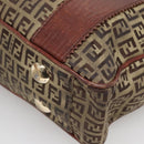FENDI Zucchino Canvas Tote Bag Brown Gold Auth 139280-15