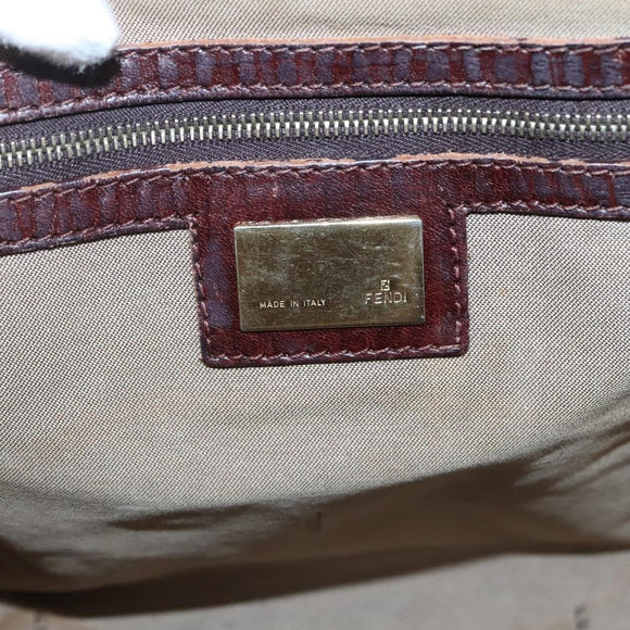 FENDI Zucchino Canvas Tote Bag Brown Gold Auth 139280