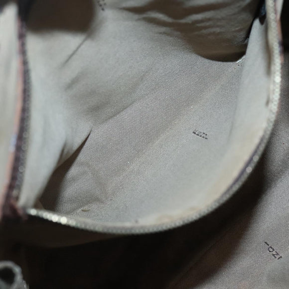 FENDI Zucchino Canvas Tote Bag Brown Gold Auth 139280