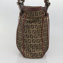 FENDI Zucchino Canvas Tote Bag Brown Gold Auth 139280-3