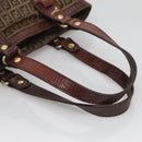 FENDI Zucchino Canvas Tote Bag Brown Gold Auth 139280-7