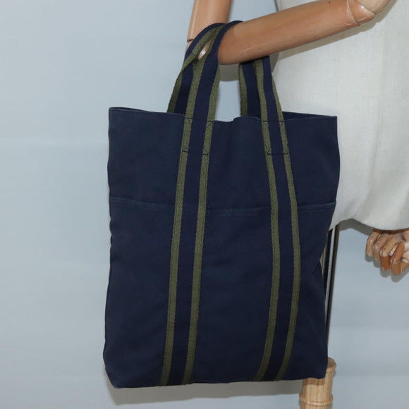 HERMES Fourre Tout Cabas Tote Bag Canvas Navy Auth 139285