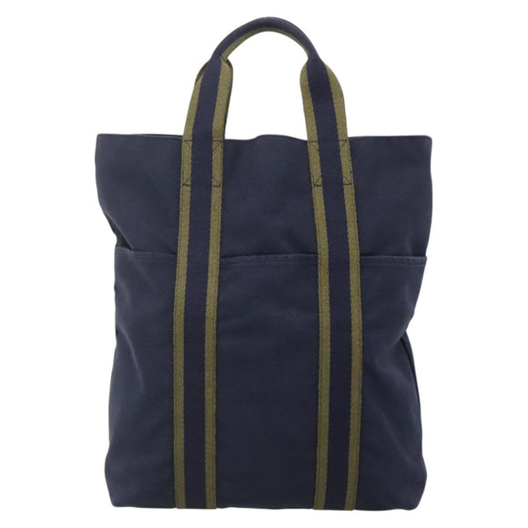 HERMES Fourre Tout Cabas Tote Bag Canvas Navy Auth 139285