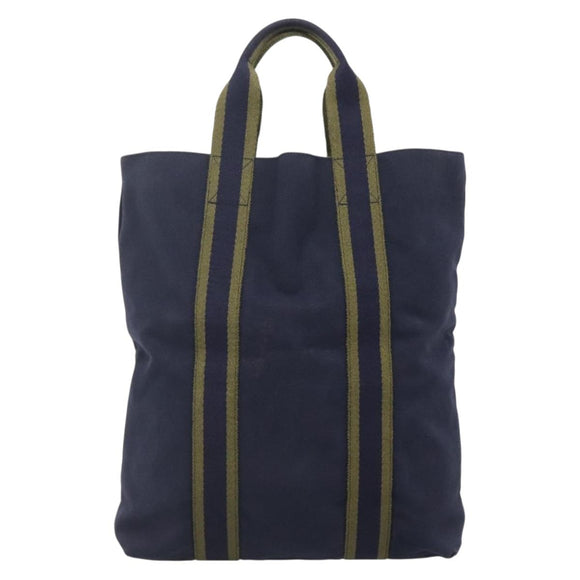 HERMES Fourre Tout Cabas Tote Bag Canvas Navy Auth 139285