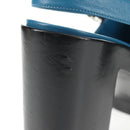 CHANEL Matelasse Heel Sandals Leather Blue CC Auth 139286M-12