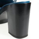 CHANEL Matelasse Heel Sandals Leather Blue CC Auth 139286M-15