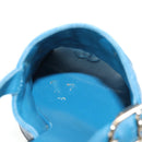 CHANEL Matelasse Heel Sandals Leather Blue CC Auth 139286M-22