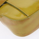 Salvatore Ferragamo Gancini Bag Patent leather Yellow Silver Auth 139287-15