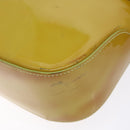 Salvatore Ferragamo Gancini Bag Patent leather Yellow Silver Auth 139287-16
