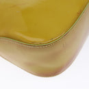 Salvatore Ferragamo Gancini Bag Patent leather Yellow Silver Auth 139287-17