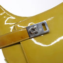 Salvatore Ferragamo Gancini Bag Patent leather Yellow Silver Auth 139287-18
