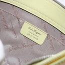Salvatore Ferragamo Gancini Bag Patent leather Yellow Silver Auth 139287-12